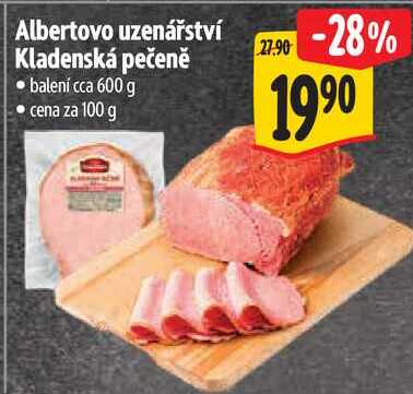 Albertovo uzenářství Kladenská pečeně, cena za 100 g 