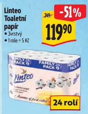 Linteo Toaletní papír, 24 rolí