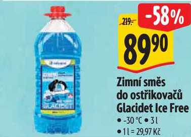 Zimní směs do ostřikovačů Glacidet Ice Free, 3 l