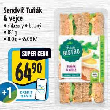 Sendvič Tuňák & vejce, 185 g