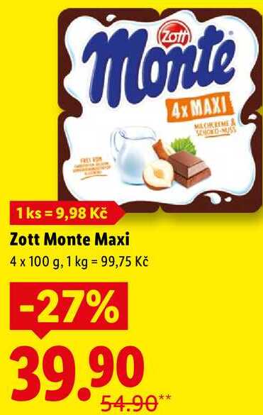Zott Monte Maxi, 4x 100 g