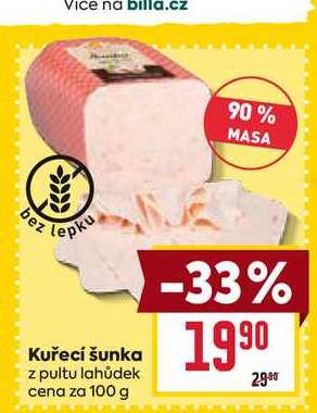 Kuřecí šunka z pultu lahůdek cena za 100 g