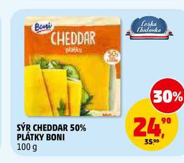 SÝR CHEDDAR 50% PLÁTKY BONI, 100 g