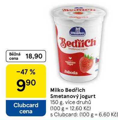 Milko Bedřich Smetanový jogurt, 150 g 