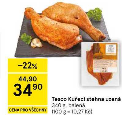 Tesco Kuřecí stehna uzená, 340 g, balená
