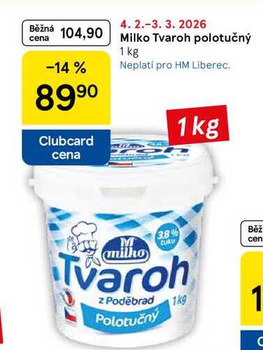 Milko Tvaroh polotučný, 1 kg 