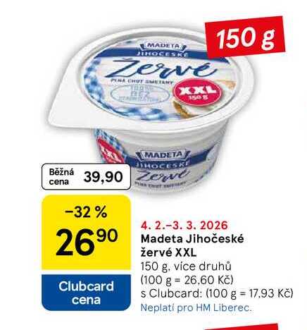 Madeta Jihočeské žervé XXL, 150 g, více druhů 