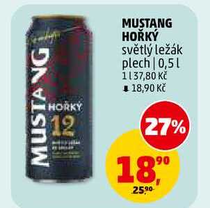 MUSTANG HOŘKÝ světlý ležák plech, 0,5 l
