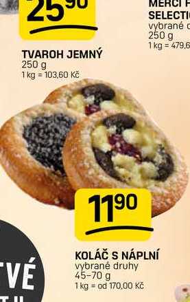 KOLÁČ S NÁPLNÍ vybrané druhy 45-70 g 