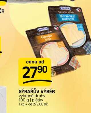 SÝRAŘŮV VÝBĚR vybrané druhy 100 g 