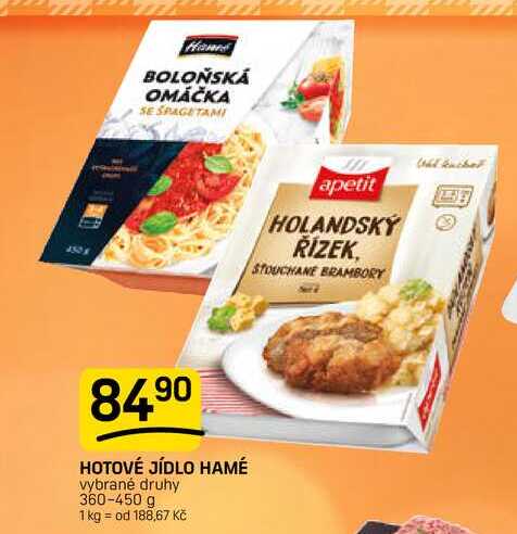 HOTOVÉ JÍDLO HAMÉ vybrané druhy 360-450 g