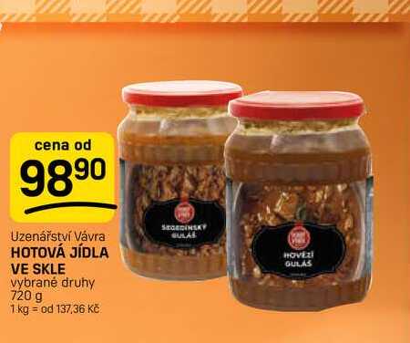 HOTOVÁ JÍDLA VE SKLE vybrané druhy 720 g 