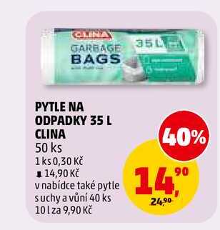 PYTLE NA ODPADKY 35 L CLINA, 50 ks 