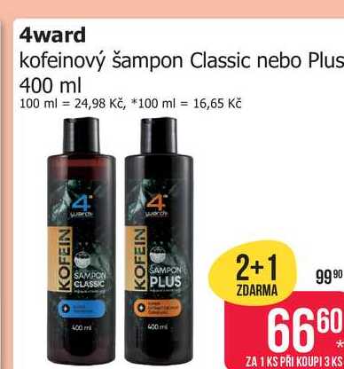 4ward kofeinový šampon Classic nebo Plus 400 ml