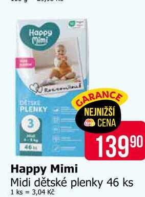 Happy Mimi Midi dětské plenky 46 ks 