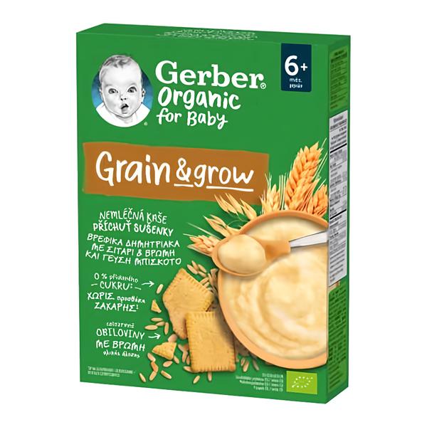 Gerber Organic nemléčná kaše s příchutí sušenky