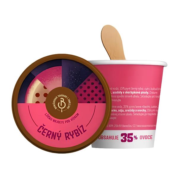 Benešovská továrna na zmrzlinu Sorbet Černý rybíz, kelímek