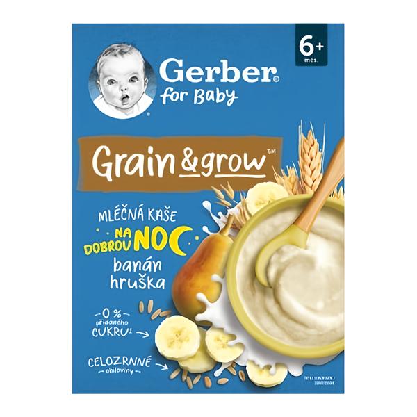 Gerber Natural mléčná kaše pšenično-ovesná hruška a banán