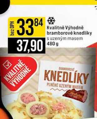 Kvalitně Výhodně bramborové knedlíky s uzeným masem 480 g 