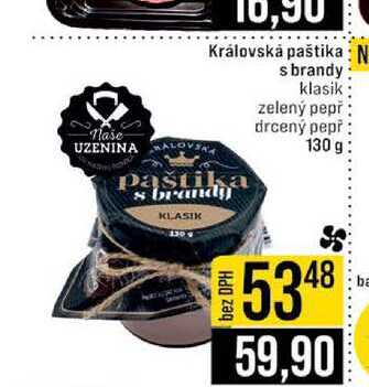 Královská paštika s brandy klasik zelený pepř drcený pepř 130 g