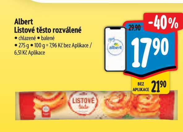 Albert Listové těsto rozválené  275 g