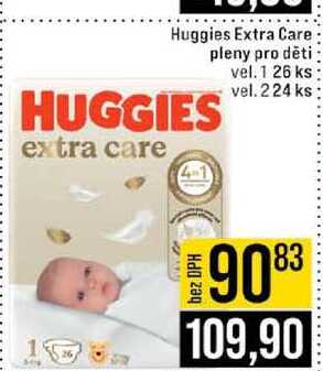 Huggies Extra Care pleny pro děti vel. 1 26 ks vel. 224 ks