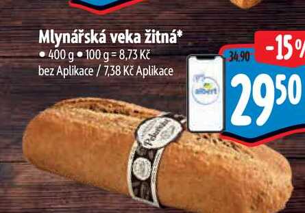 Mlynářská veka žitná  400 g  