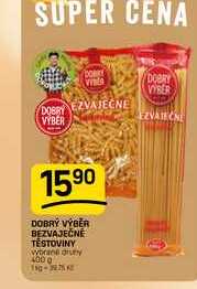 DOBRÝ VÝBĚR BEZVAJEČNÉ TĚSTOVINY 400g