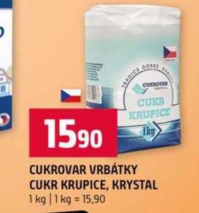 CUKROVAR VRBÁTKY 1kg CUKR KRUPICE, KRYSTAL 1 kg