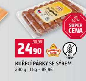 KURE KUŘECÍ PÁRKY SE SÝREM 290 g