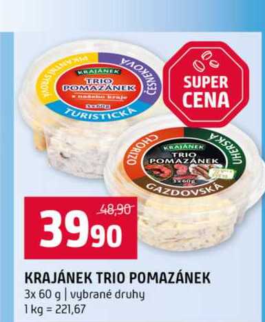 KRAJÁNEK TRIO POMAZÁNEK 3x 60 g vybrané druhy 