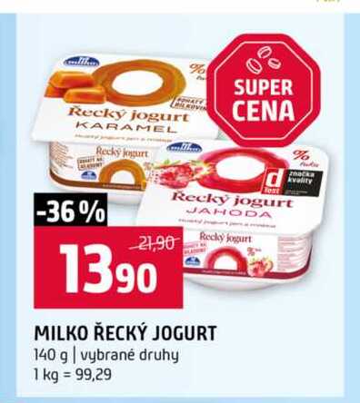MILKO ŘECKÝ JOGURT 140 g vybrané druhy 