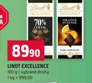 LINDT EXCELLENCE 100 g vybrané druhy 