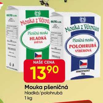 Mouka z Věrovan Mouka pšeničná hladká/polohrubá 1 kg 