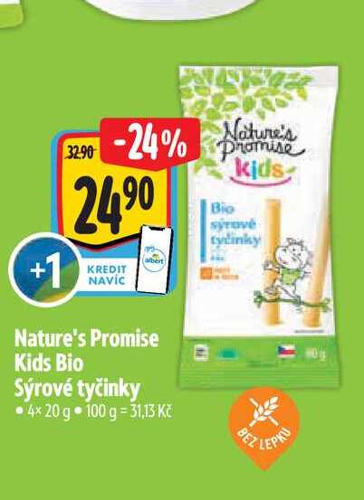   Nature's Promise Kids Bio Sýrové tyčinky 4x 20 g 