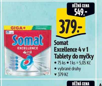  Somat  Excellence 4 v 1 Tablety do myčky 75 ks  