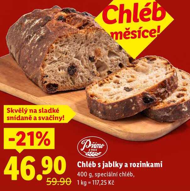 Chléb s jablky a rozinkami, 400 g