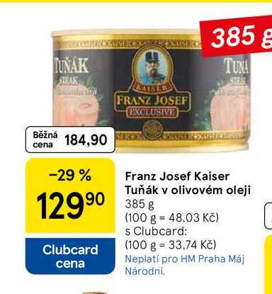 Franz Josef Kaiser Tuňák v olivovém oleji, 385 g