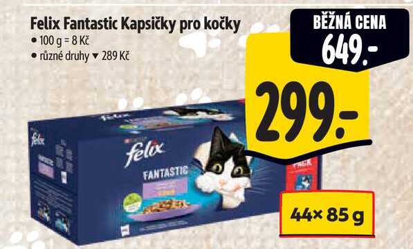 Felix Fantastic Kapsičky pro kočky, 44x 85 g