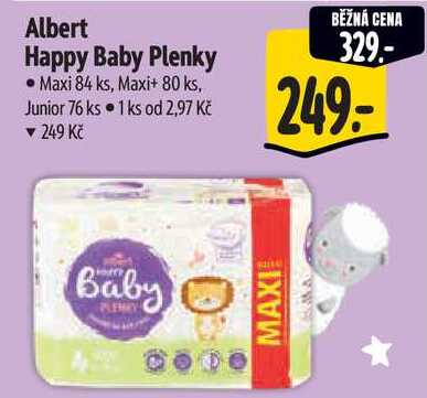 Albert Happy Baby Plenky, Maxi 84 ks, Maxi+ 80 ks, Junior 76 ks 
