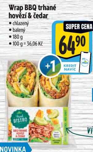 Wrap BBQ trhané hovězí & čedar, 180 g