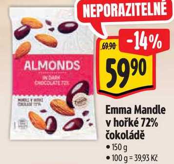 Emma Mandle v hořké 72% čokoládě, 150 g 