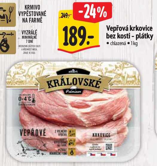 Vepřová krkovice bez kosti - plátky, 1 kg