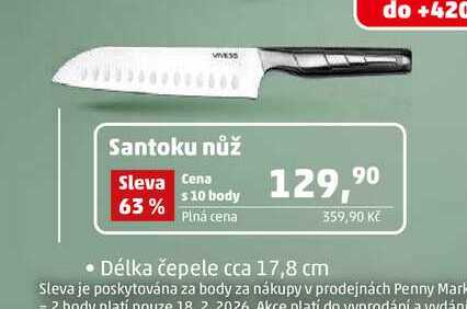 Santoku nůž, délka čepele cca 17,8 cm