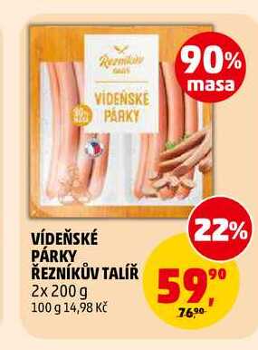VÍDEŇSKÉ PÁRKY ŘEZNÍKŮV TALÍŘ, 2x 200 g