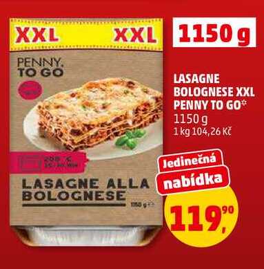 LASAGNE BOLOGNESE XXL PENNY TO GO, 1150 g