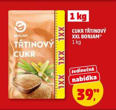 CUKR TŘTINOVÝ XXL BONJAM, 1 kg 