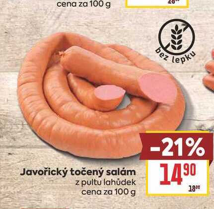 Javořický točený salám z pultu lahůdek cena za 100 g