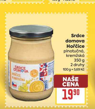 Srdce domova Hořčice plnotučná, kremžská 350 g 