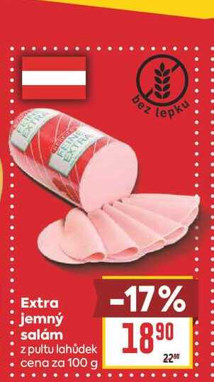 Extra jemný salám z pultu lahůdek cena za 100 g